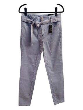 ANN TAYLOR The Skinny High Rise Light Blue Paperbag Jeans NWT 8 Minimalist